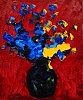 Flowers in black vase. Oil on canvas, 100-80, 1982.